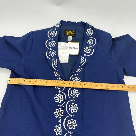 New BOB MACKIE Art to Wear Linen Blend Jacket Size L Embroidered 3/4 Sleeve - Picture 5 of 6
